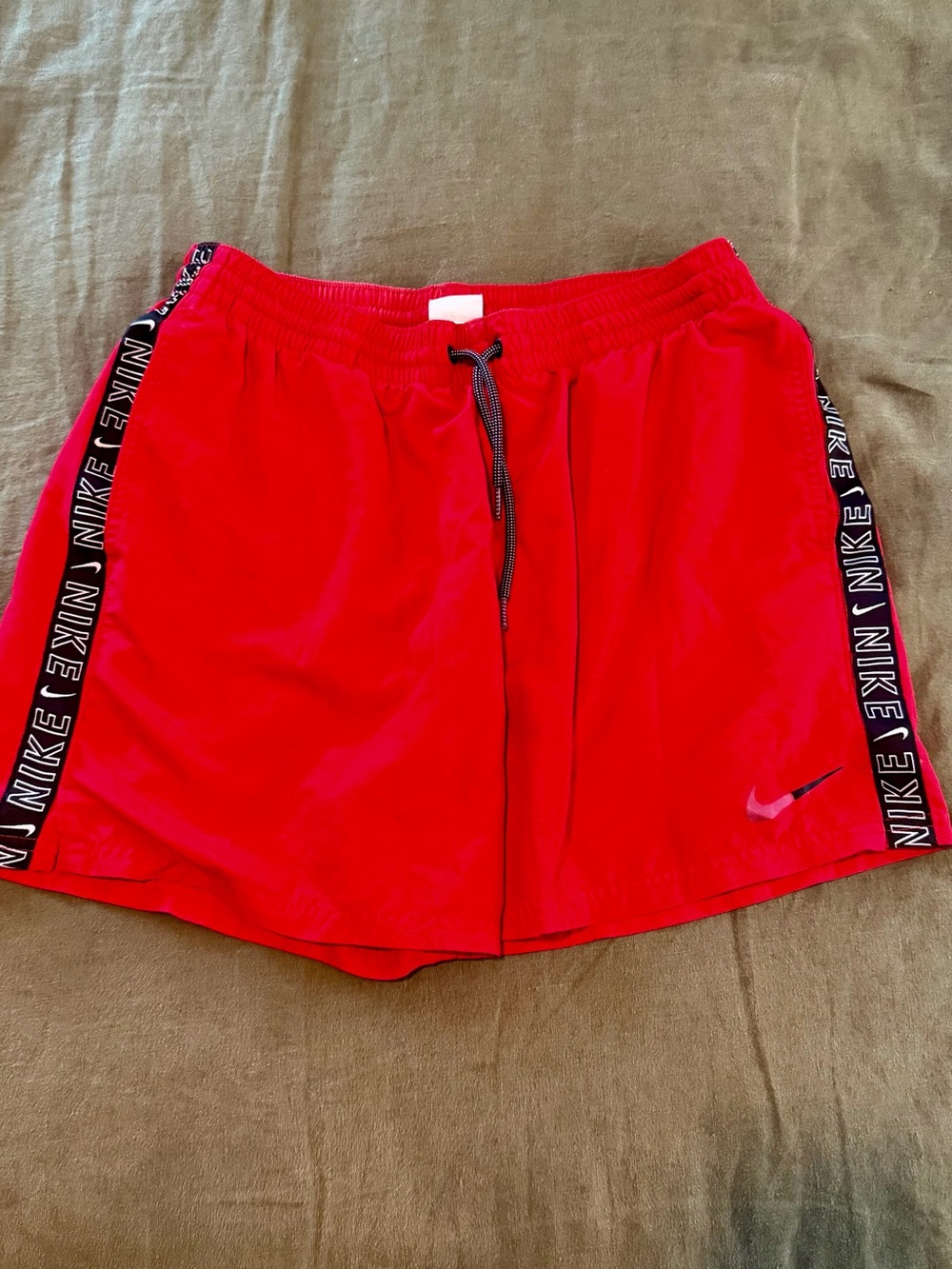 Nike Men’s Red Athletic Shorts with Branded Side Tape